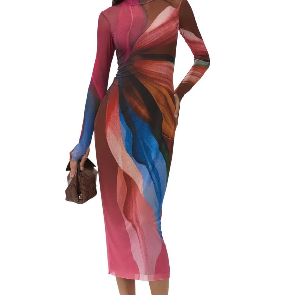AFRM Vibrant Multicolor Long Sleeve Dress